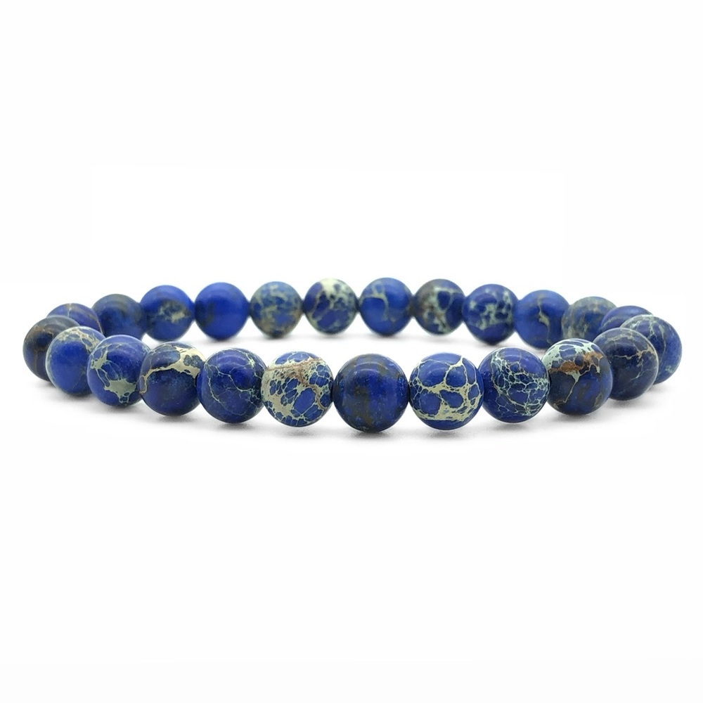 8mm Blue Sea Sediment Gemstone Bracelet.